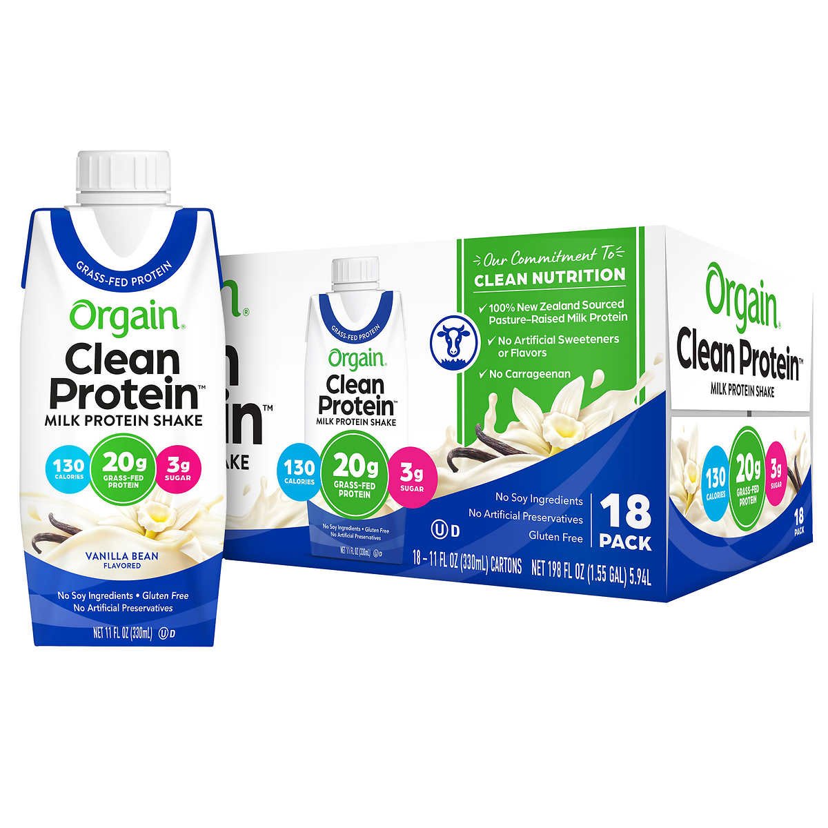 Y Protein Shake-Orgain Clean Grass Fed Protein Shake, Vanilla Bean, yummy!  Creamy! Filling!